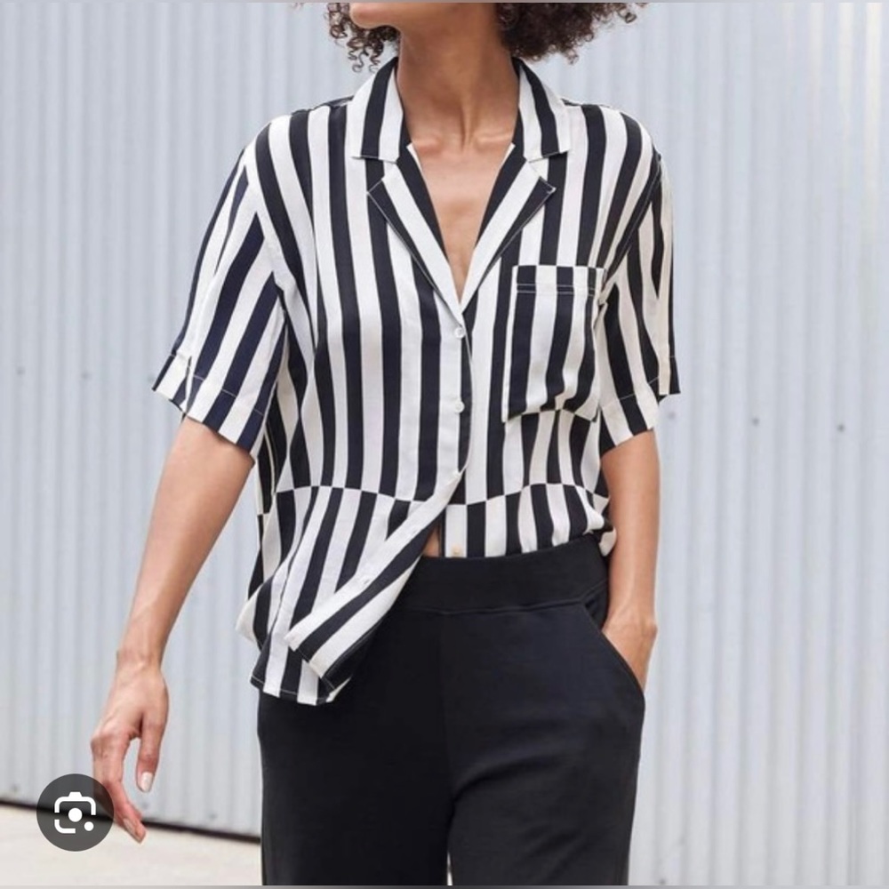 AYR Pool Boy Shirt in Black White Regatta Stripe